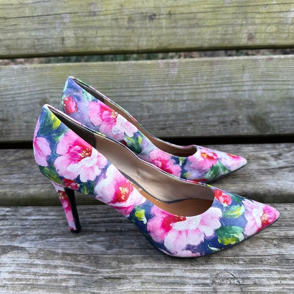 Seychelles Frequency Floral Pointed Toe Pump Pink Purple Stiletto Heel Sz 8 Boho - Picture 9 of 9
